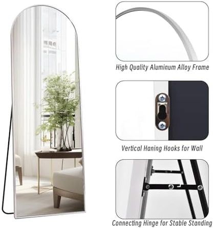 Dewfig Arched Full Length Mirror, 57"X20" Large Full Body Mirror, White