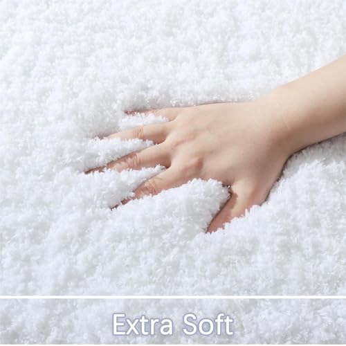 LOCHAS Bathroom Rug Runner 24x60 Inch, Bath Rugs Non Slip, White