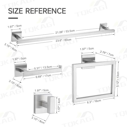 TQKAG 5-Piece Bathroom Hardware Set, Brushed Nickel Classic Wall Mounted