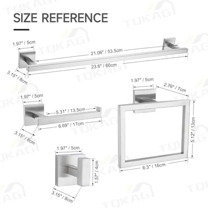 TQKAG 5-Piece Bathroom Hardware Set, Brushed Nickel Classic Wall Mounted