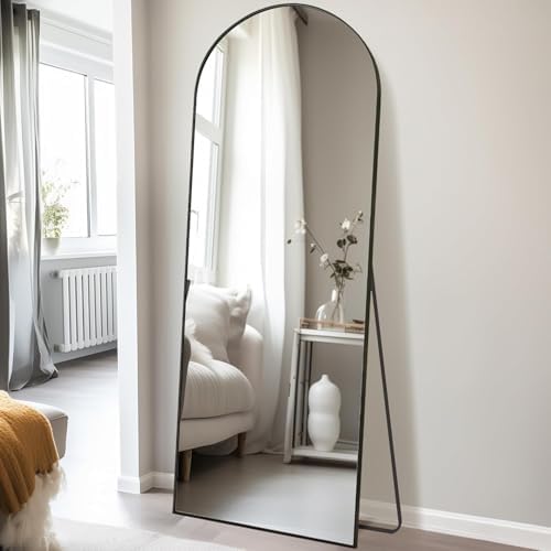Dewfig Mirror Full Length, 64"X20" Arched Floor Mirror, Black