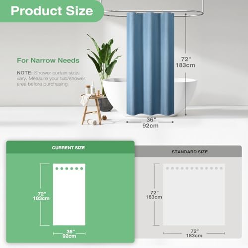 Dynamene Stall Waffle Shower Curtain 256 GSM Heavy 36"x72" Moonlight Blue