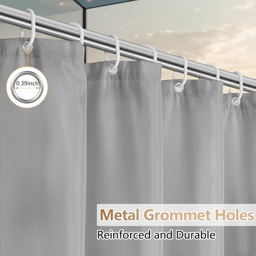 Seenus 72 x 84 inch Extra Long Waterproof Fabric Shower Curtain Liner, Light Grey Cloth Shower Liner with 3 Large Magnets, Tall Bathroom Shower Curtain Lightweight Machine Washable