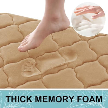 OLANLY Memory Foam Bath Mat Rug 40x32, Ultra Soft Bathroom Rugs, Dark Beige