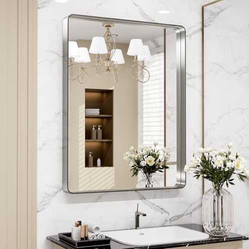 LOAAO 32X36 Inch Brushed Nickel Bathroom Mirror