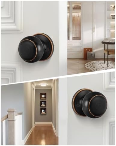 Haidms 3 Pack Oil Rubbed Bronze Door Knobs Dummy, Half Bronze No-Turning Dummy Closet Doors Single-Sided Door Locks (6 Pieces/3 Pairs)