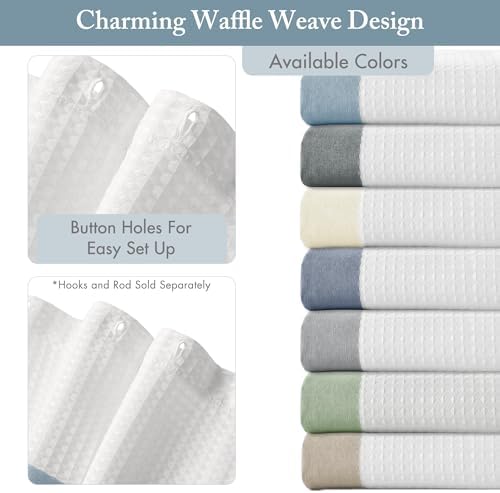 Madison Park Spa Waffle Shower Curtain for Bathroom, 72 x 72, Blue