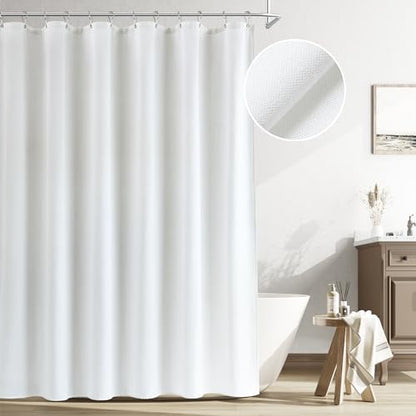 Naturoom Linen Shower Curtain 72 Inch Long for Bathroom White 1 Panel