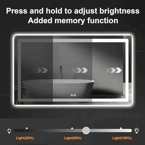 TRAHOME LED Bathroom Vanity Mirror with Lights, 30"x50" Lighted Wall Mirror