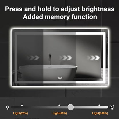 TRAHOME LED Bathroom Vanity Mirror with Lights, 30"x55" Lighted Wall Mirror