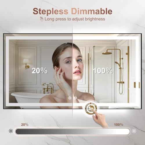 LED Bathroom Mirror with Lights, 30"x55" Black Framed Lighted Vanity Mirror