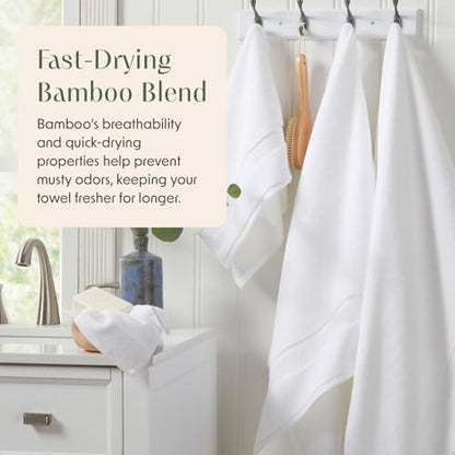 Springtree Home Luxury Bamboo Rayon Plush Bath Towel Set | 4-Pack | White