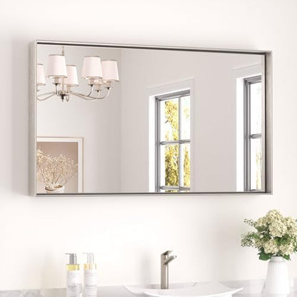 Keonjinn 40x24 Inch Nickel Bathroom Mirror for Over Sink, Rectangular