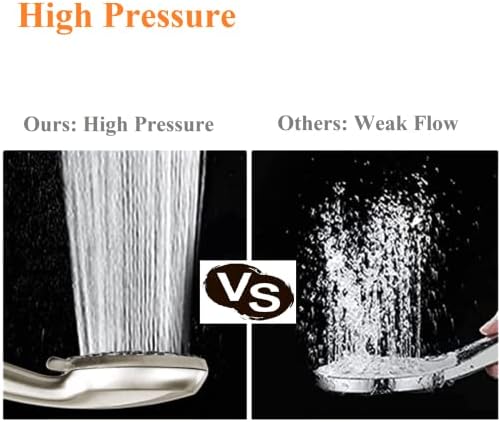 High Pressure Shower Head with Handheld - 5 Spray Settings High Flow Detachable Rain Shower Heads with 60” Extra-long Stainless Steel Hose and Adjustable Bracket with Brass Joint – Brushed Nickel