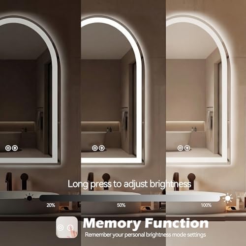 DUMOS 24"x36" LED Bathroom Mirror with Lights, Arched Vanity Mirror