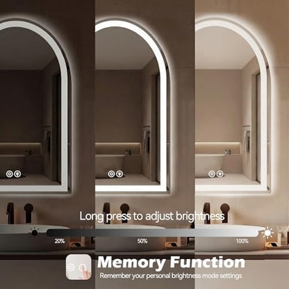 DUMOS 24"x36" LED Bathroom Mirror with Lights, Arched Vanity Mirror