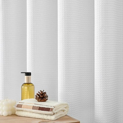 White 256GSM Heavy Duty Waffle Weave Shower Curtain, 72"x72"
