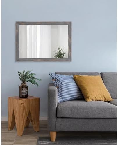 AAZZKANG Wooden Mirror Rectangle Rustic Mirrors for Wall Decorative for Bedroom Bathroom Living Room Entryway Hanging Home Decor 20"x16"