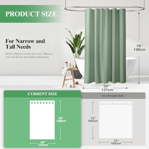 Dynamene Stall Waffle Shower Curtain 256 GSM Heavy Fabric 54x78 Sage Green