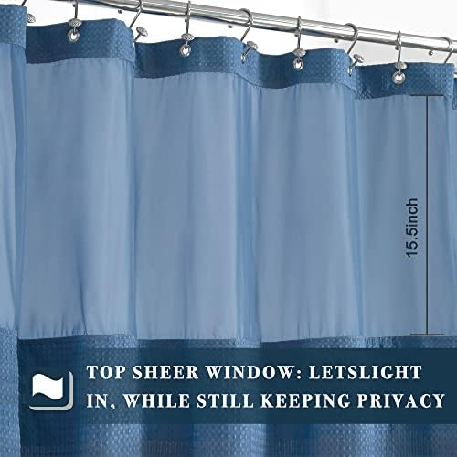 N&Y HOME Waffle Weave Shower Curtain with Snap Liner 71x72 Moonlight Blue