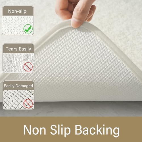 LOCHAS Bathroom Rugs 24x17 Inch, Microfiber Bath Rug Non Slip, Cream White