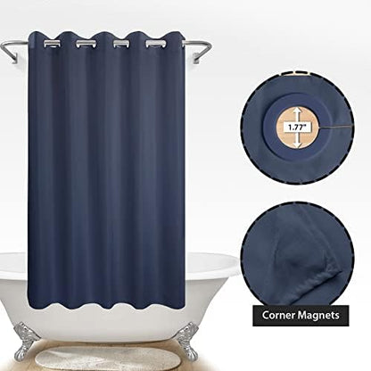 River Dream No Hook Hotel Cloth Shower Curtain Navy Blue, Standard Size