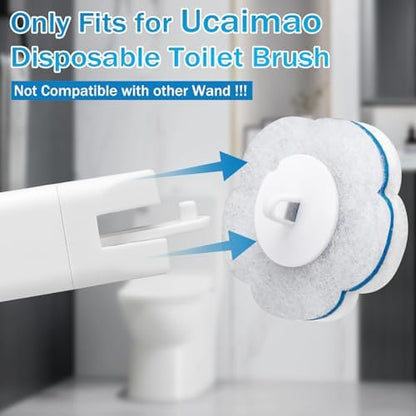 Disposable Toilet Brush and Holder Set 2 Pack，Extended Handle with 54 Cleaner Refills Toilet Brush for Toilet Bowl Cleaners，Bathroom Cleaning，Bathtub，Sink - White
