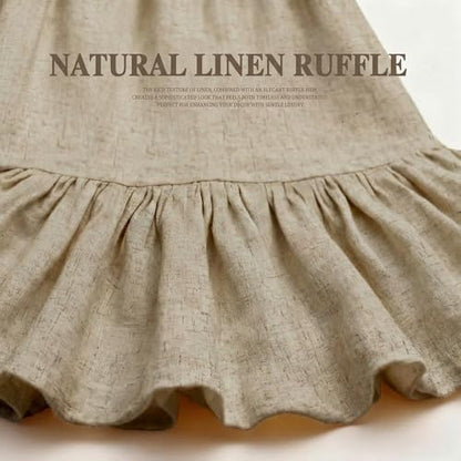 Farmhouse Shower Curtain Ruffle Linen Flax Khaki 72" W x 72" L