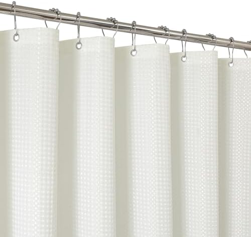 2-in-1 Waterproof Fabric Shower Curtain - No Separate Liner Needed, Hotel-Style Waffle Weave, Effortless Cleaning & Washable Bathroom Shower Curtain Set,72Wx72H,Cream