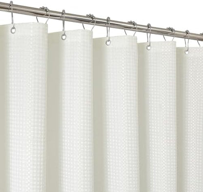 2-in-1 Waterproof Fabric Shower Curtain - No Separate Liner Needed, Hotel-Style Waffle Weave, Effortless Cleaning & Washable Bathroom Shower Curtain Set,72Wx72H,Cream
