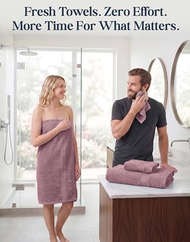 LANE LINEN Large Bath Towel Set Absorbent Quick Dry 6 Piece - Wishful Mauve