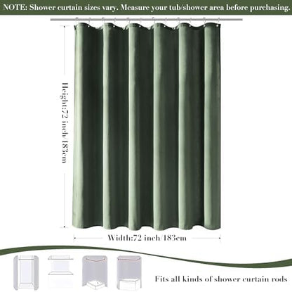 Nanspring Linen Shower Curtain for Bathroom 72x72 Inch 1 Panel Olive Green
