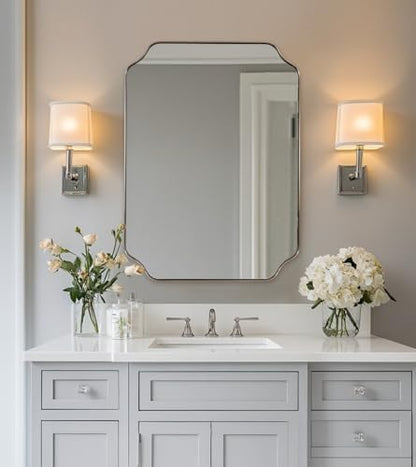 ANDY STAR 22"x30" Brushed Nickel Scalloped Mirrors for Bathroom Sink