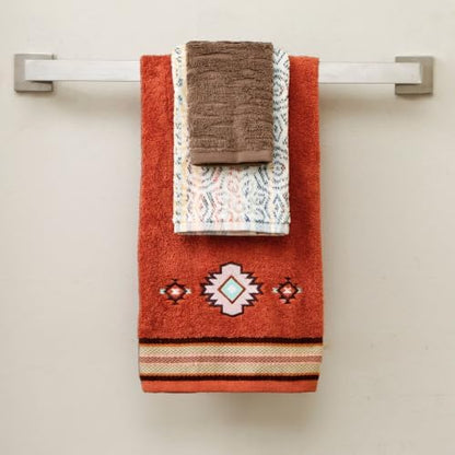 SKL Home Southwest Sunset/Rhapsody Bath Towel Set-6pc, 100% Cotton, Rust