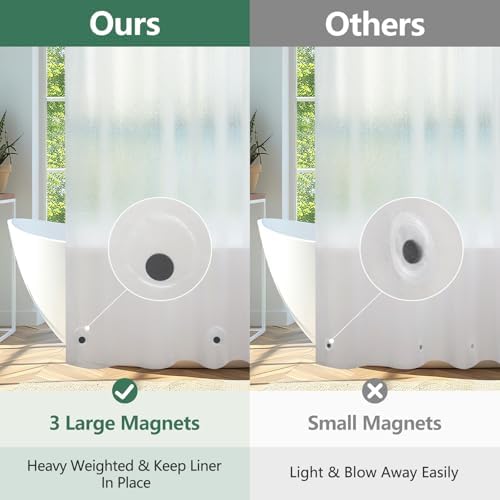 Seenus EVA Frosted Shower Curtain Liner Long 78 Inch, Bpa-Free Waterproof Shower Liner with 3 Extra-Large Magnets, 72'' x 78'' Bathroom 3D Silk Textured Plastic Shower Curtain Translucent for Privacy