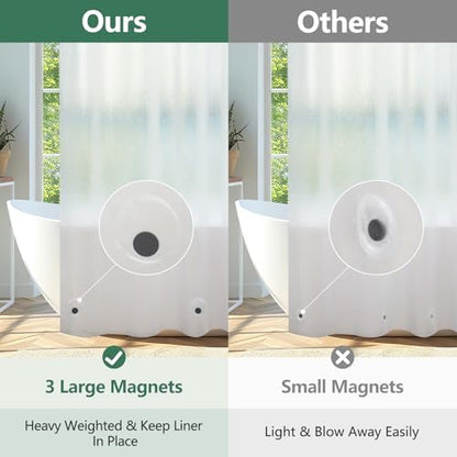 Seenus EVA Frosted Shower Curtain Liner Long 78 Inch, Bpa-Free Waterproof Shower Liner with 3 Extra-Large Magnets, 72'' x 78'' Bathroom 3D Silk Textured Plastic Shower Curtain Translucent for Privacy