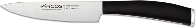 Arcos Paring knife 4 inches Nitrum Stainless Steel.Paring Knife for Peeling Fruits and Vegetables. Ergonomic Polypropylene Black Handle. Series Tango