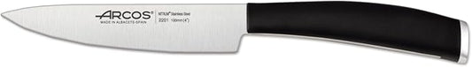 Arcos Paring knife 4 inches Nitrum Stainless Steel.Paring Knife for Peeling Fruits and Vegetables. Ergonomic Polypropylene Black Handle. Series Tango