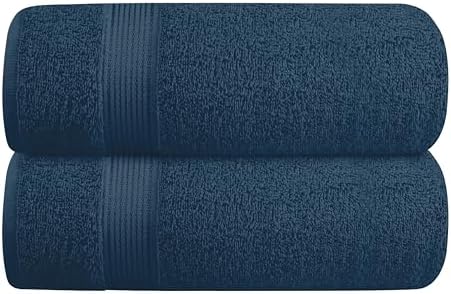 Belizzi Home Cotton 2 Pack Oversized Bath Towel Set 28x55 inches, Large Bath Towels, Ultra Absorbant Compact Quickdry & Lightweight Towel, Ideal for Gym Travel Camp Pool - Mineral Blue