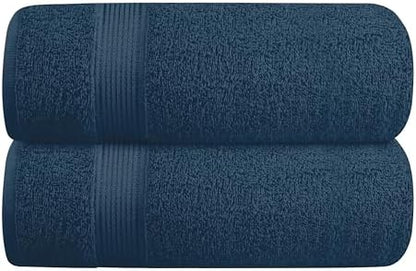 Belizzi Home Cotton 2 Pack Oversized Bath Towel Set 28x55 inches, Large Bath Towels, Ultra Absorbant Compact Quickdry & Lightweight Towel, Ideal for Gym Travel Camp Pool - Mineral Blue