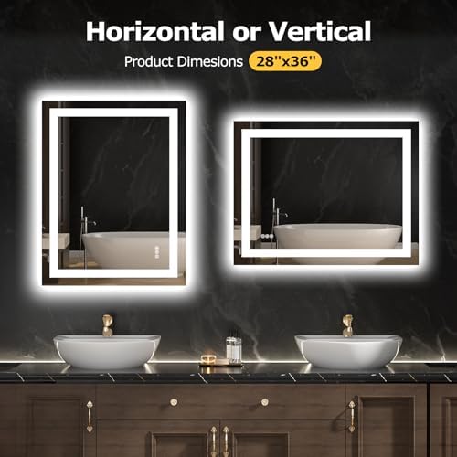 Hivone 28"X36" LED Bathroom Mirror with Lights, UL Listed