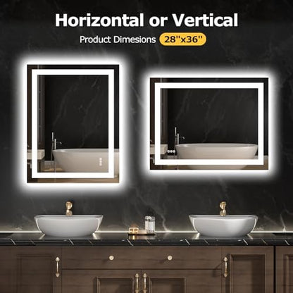 Hivone 28"X36" LED Bathroom Mirror with Lights, UL Listed