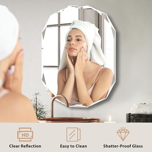 20x30 Inch Bathroom Mirrors for Over Sink, Round Frameless Mirrors for Wall