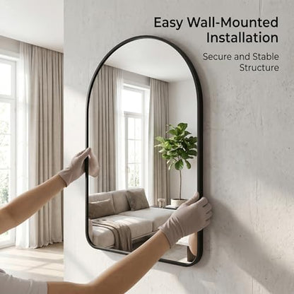 HARRITPURE 24"x36" Arched Bathroom Mirror Wall Mounted Black Arch Mirror