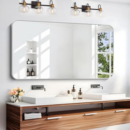 DESBING 24" x 48"Bathroom Mirror, Sliver Wall Mirror with Metal Frame, Decorative Rectangular Vanity Mirror for Bedroom Bathroom Living Room Entryway (Horizontal/Vertical)