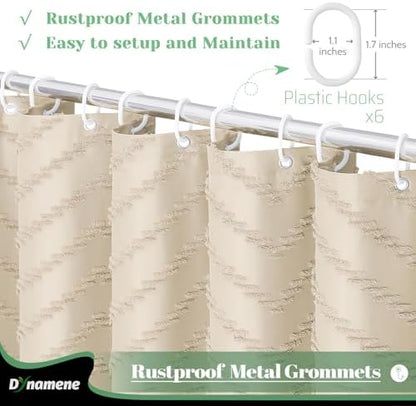 Dynamene Stall Boho Farmhouse Shower Curtain Tufted Chevron 36"x72" Beige