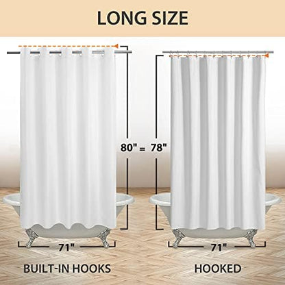 River Dream No Hook Long Shower Curtain or Liner Microfiber White, 71x80