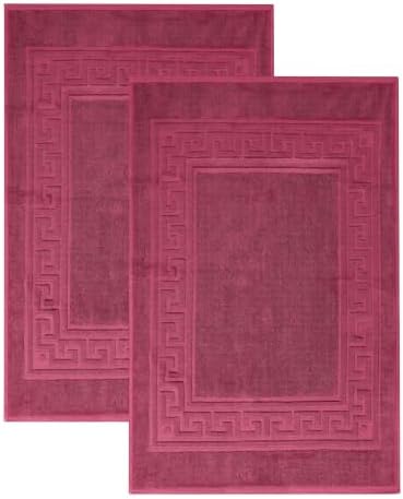 Superior Heavyweight Cotton Bath Mats, 2-Piece Rugs For Bathroom Accessories, Washable Rug For Shower, Toilet, Modern Decor, No Backing, Luxury Hotel And Spa Quality, Set of 2, 22" x 35", Burgundy
