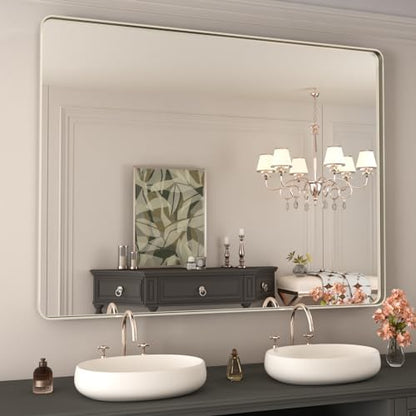 WEER Brushed Nickel Bathroom Vanity Mirror 48X36 Inch