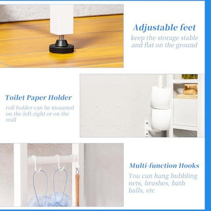 Simple Trending 4 Tier Over The Toilet Storage with Drawers，Holder & Hooks